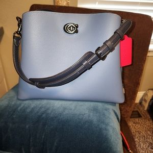 Coach Willow Shoulder Bag Washed Denim